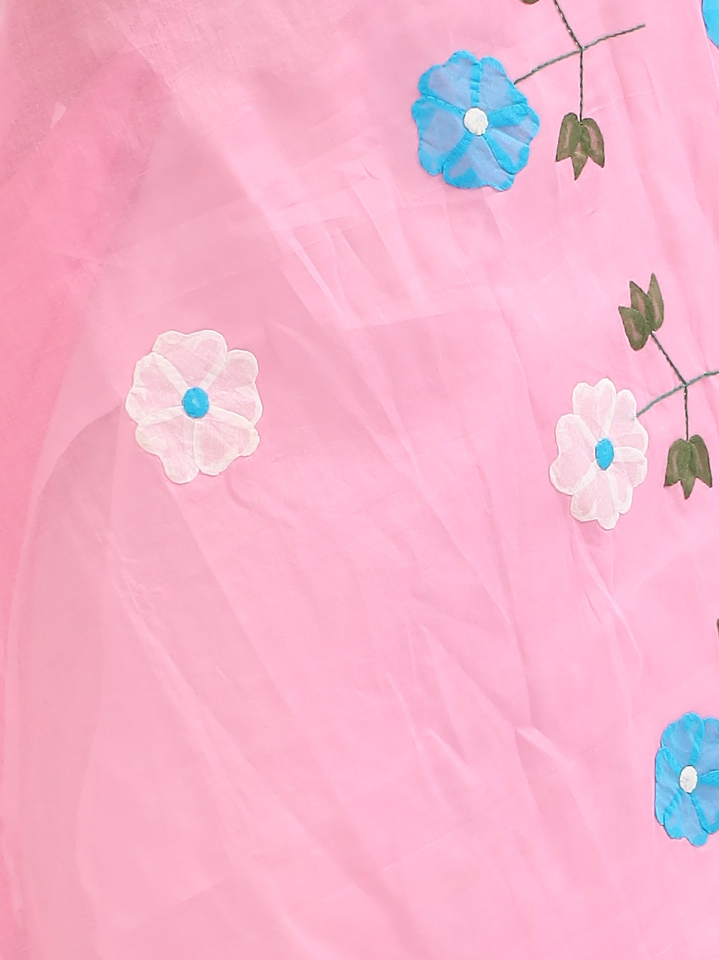 Handmade Women’s Cotton Dupatta – 2.5 Meter Applique Patchwork with Floral Embroidery & Zigzag Borde