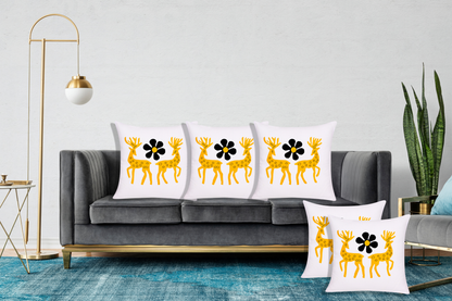 Handmade Cushion Cover , Applique Patchwork , Set Of 5 Piece, (16x16), White