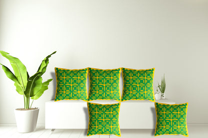 Handmade Cushion Cover , Applique Patchwork , Set Of 5 Piece, (16x16)