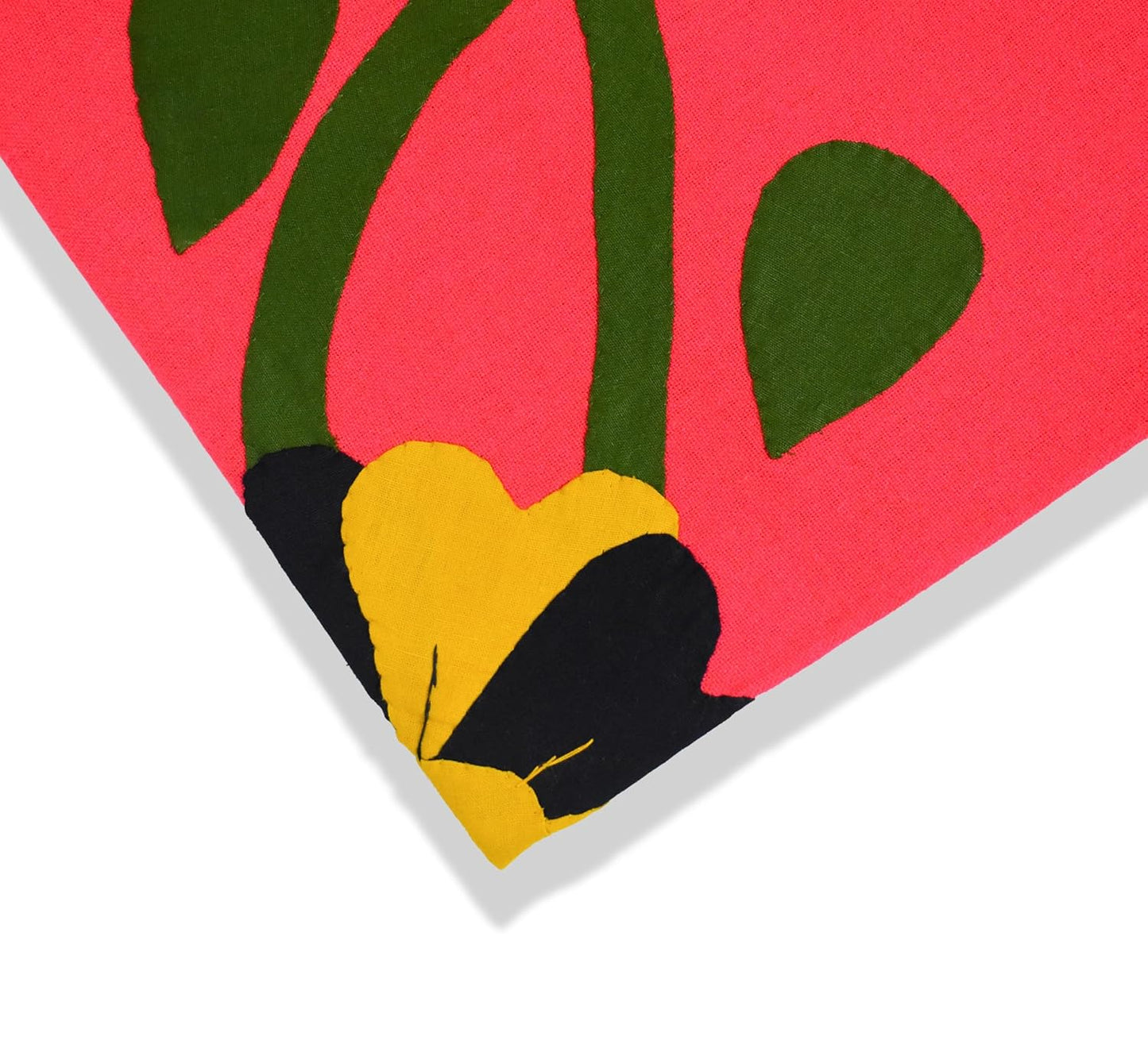 Floral Applique Patchwork Bedsheet Set, King Size Double Bed 90 x 100 Inches, Red with 2 Pillow Covers