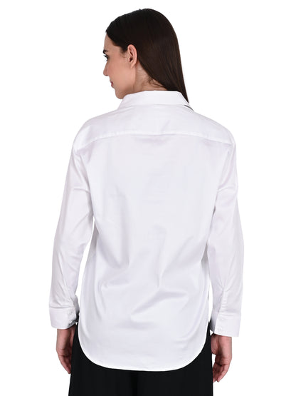 Designer Handmade Applique Patchwork Shirt For Women's, (White)