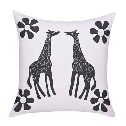 Handmade Applique Patchwork Cushion Cover, Set Of 5 Piece, (16x16), White