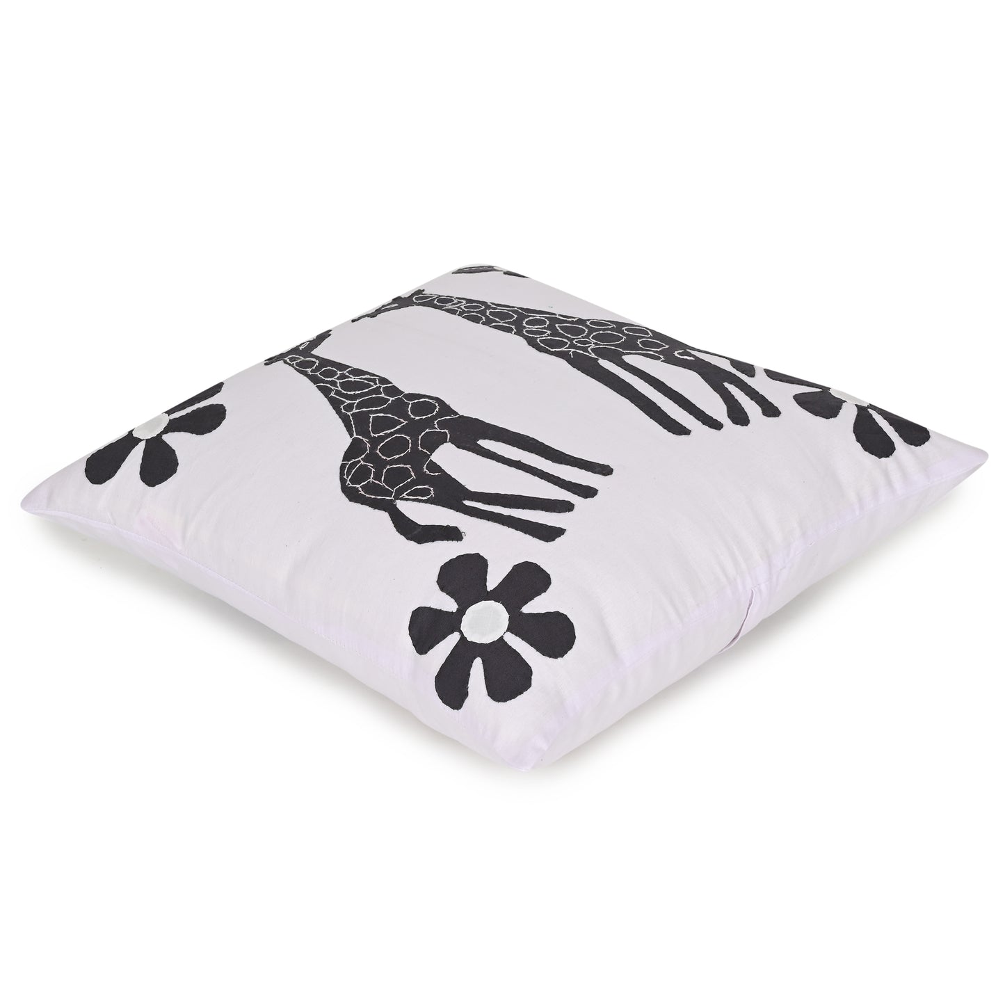 Handmade Applique Patchwork Cushion Cover, Set Of 5 Piece, (16x16), White