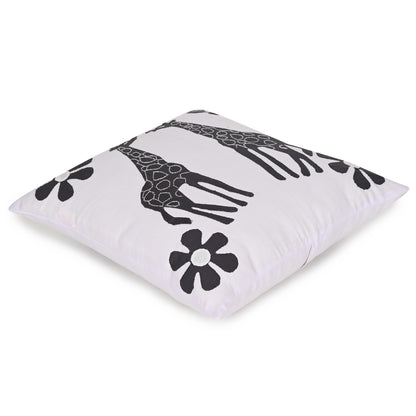 Handmade Applique Patchwork Cushion Cover, Set Of 5 Piece, (16x16), White