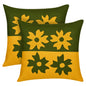 Handmade Cushion Cover Applique Patchwork, Set Of 5 Piece , (16X16), Mustard