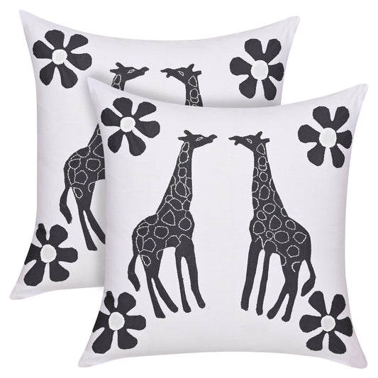 Handmade Applique Patchwork Cushion Cover, Set Of 5 Piece, (16x16), White